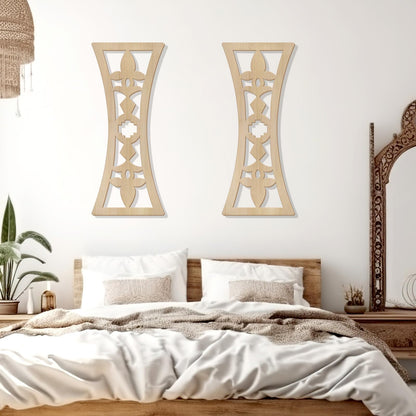 Zzbakress 2 Pcs Mid Century Modern Wall Decor Wooden Abstract Geometric Art for Home Living Room Bedroom (Style Q)