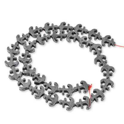 HAAMIIQII 30pcs 11x13mm Natural Black Hematite Loose Gemstone Beads Anchor Shape Spacer Stone Beads for Jewelry Making DIY Bracelets Necklaces Crafting