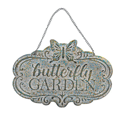 Chic Garden Decorative Butterfly Wall Signs Metal Yard Signs(Incl Stake and Chain)