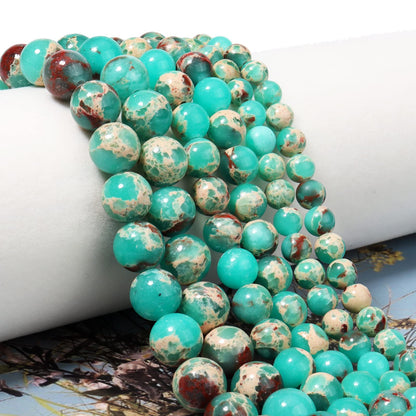 45pcs 8mm Natural Stone Beads Green Snakeskin Jasper Beads Energy Crystal Healing Power Gemstone for Jewelry Making, DIY Bracelet Necklace