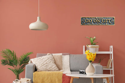 Go On Git Street Sign Retro Funny Wall Decor Metal Tin Signs Fall Season Horror Theme Inappropriate Humor Bar Home College Dorm Decor 16x4 in