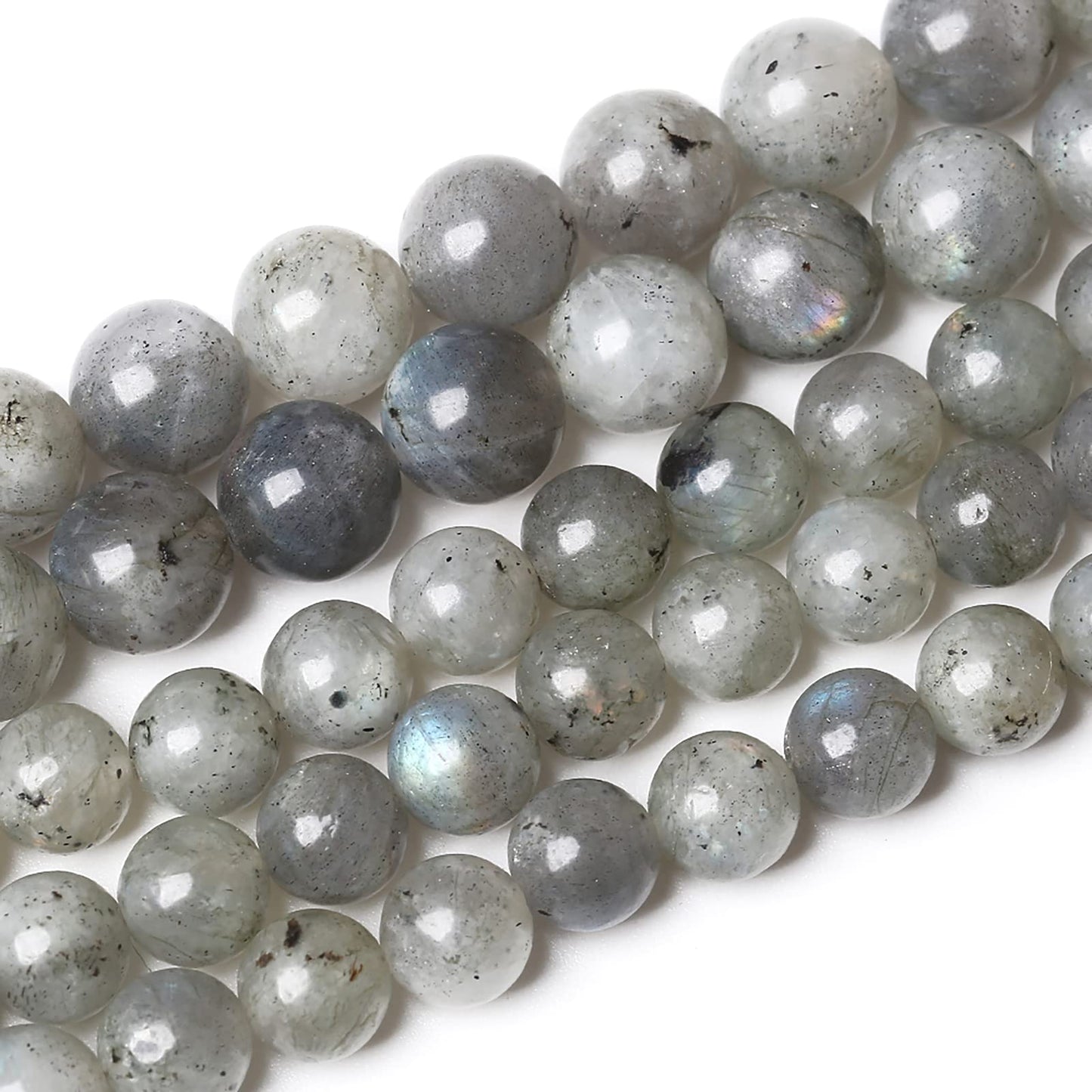 60PCS 6mm Natural Gray Labradorite Stone Beads Larvikite Round Loose Spacer Beads for Jewelry Making for Jewelry Making DIY Bracelet Necklace 15 Inch,Energy Stone Healing Power(6mm, Gray Labradorite)