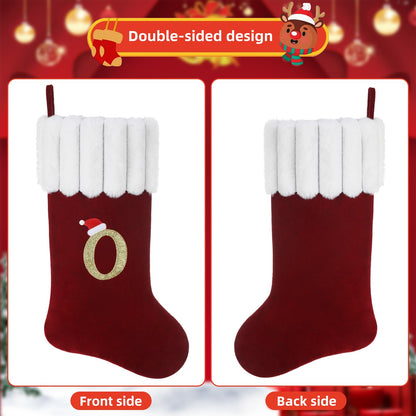 Yehnois 20 Inch Personalized Christmas Stocking,Red Velvet with Embroidered Initial,Holiday Xmas Party Decor Letter C