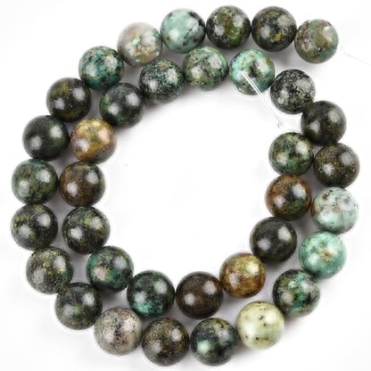 10mm Round African Turquoise Beads for Jewelry Making Natural Gemstone Semi Precious Strand 15 Inch(36-38pcs/Strand)