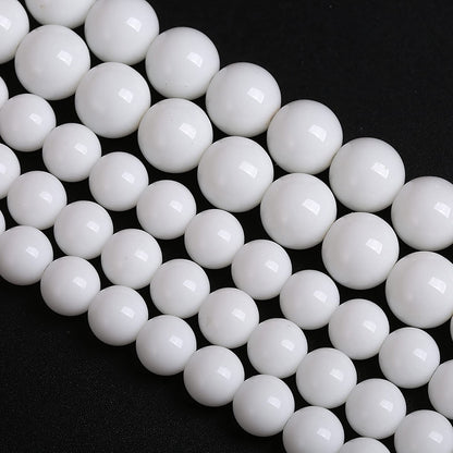 6mm 60PCS White Porcelain Agate Round Spacer Loose Beads for Jewelry Making DIY Bracelet Necklace 15 inches