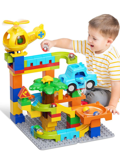 Marble Runs for Kids 4-8,Building Blocks Compatible with Major Brands, Birthday Toys Gifts for Ages 3 4 5+ Boys Girls，Toddler Education Montessori Learning STEM Toys Marble Runway Maze Track Set