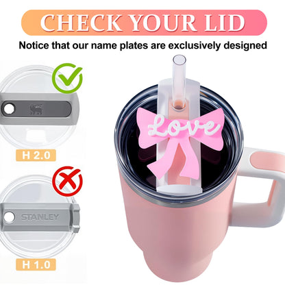 BestStone Personalized Name Tag For Stanley Cup 40 oz, Personalized Name Plate,Tumbler Lid Topper,Stanley Cup Accessories（Happy