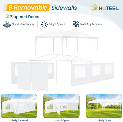 HOTEEL 10x30FT Party Tent with 8 Removable Sidewalls for Parties, Carpas para Fiestas Easy Set up, Weddings, BBQ, Baby Shower, Waterproof Outdoor Event Canopy, Patio Camping Gazebo, White