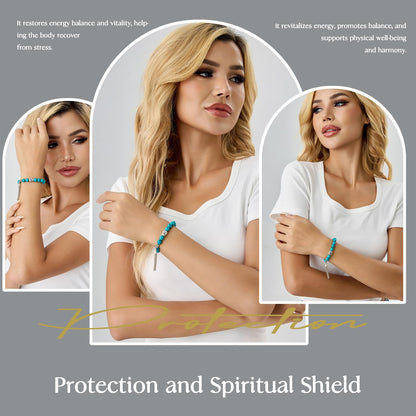 BaronCara Turquoise Healing Crystal Bracelet - Chakra Blessing & Protection Jewelry for Women