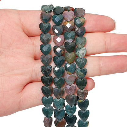 Nitopupu 22pcs Faceted Heart Stone Beads Natural Indian Agate Bead 8mm Crystals and Healing Stones for Jewelry Making Supplies, Friendship Bracelet Kit, Love Gifts