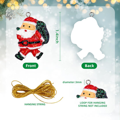 Thuodo 48PCS Mini Resin Christmas Ornaments Set, Tiny Hanging Decorations with String for Christmas Tree Decor