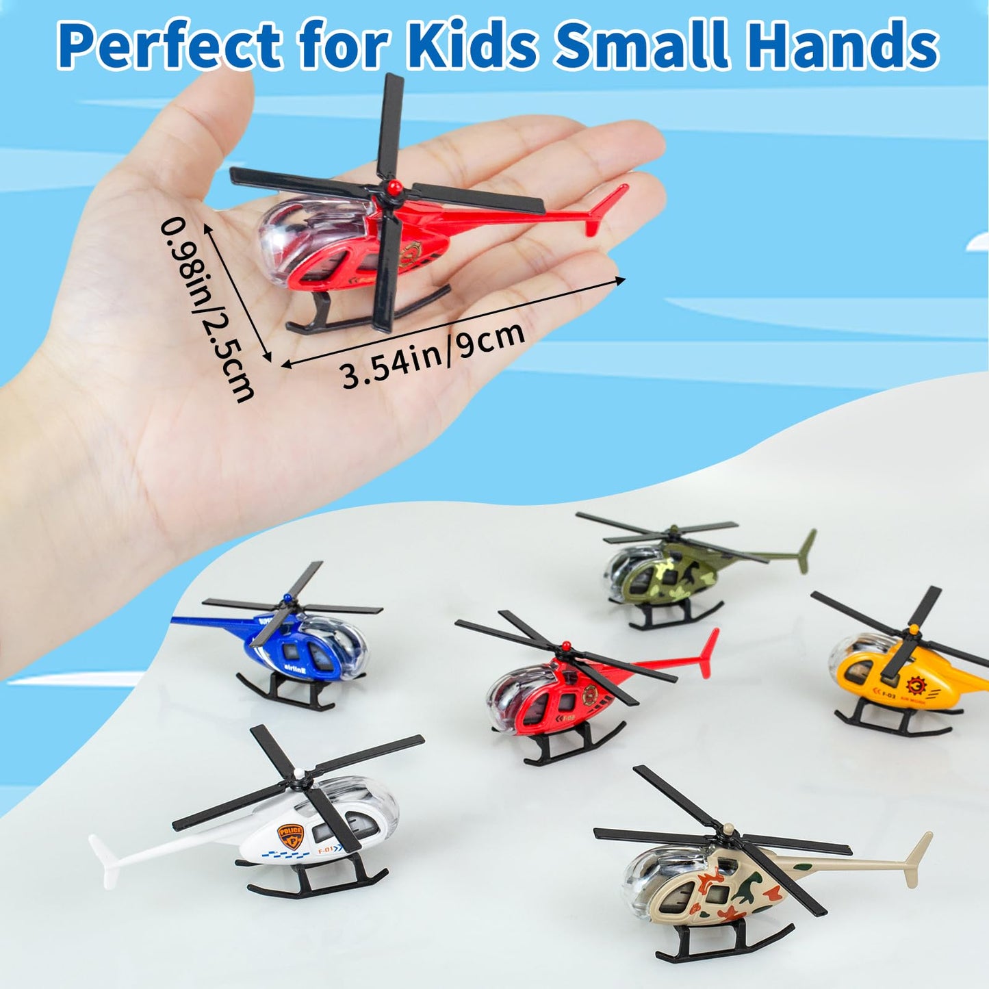 Tcvents Diecast Helicopter Toy 6 Pack, Model Plane Mini Helicopters for Kids 3 4 5 6 7 Years Old, Military Airplane Toys Planes for Boys Toddlers Birthday Gifts & Party Favors