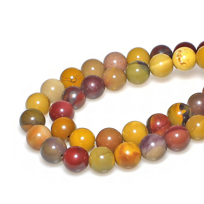 MJDCB Natural Stone Beads Moonkaite Jasper Egg Huangshi Round Loose Beads for Jewelry Making DIY Bracelet Necklace (10mm)