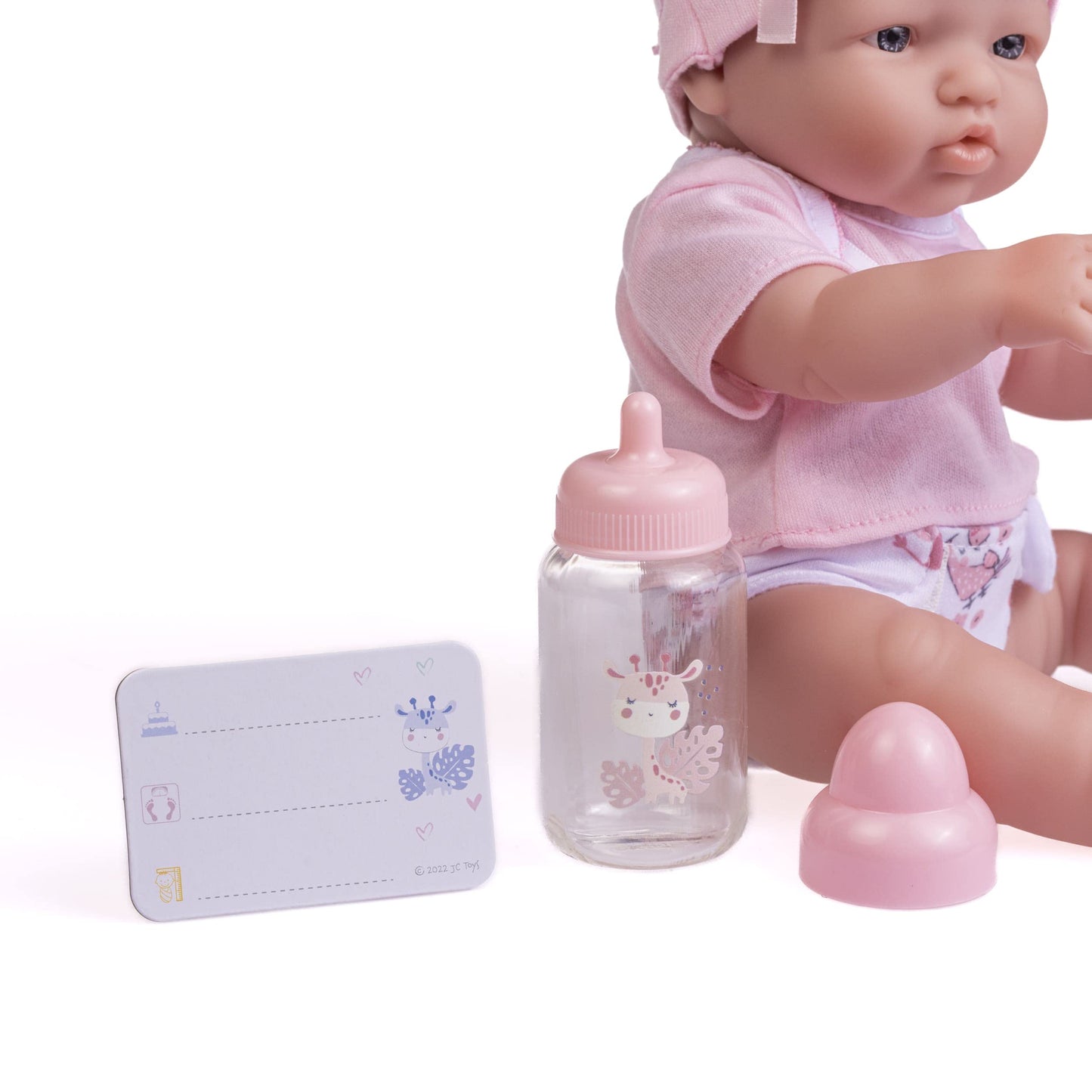 JC Toys - La Newborn Nursery | 7 Piece Baby Doll Gift Set | 12" Life-Like Baby Doll with Accessories | Pink | Ages 2+ (18344)