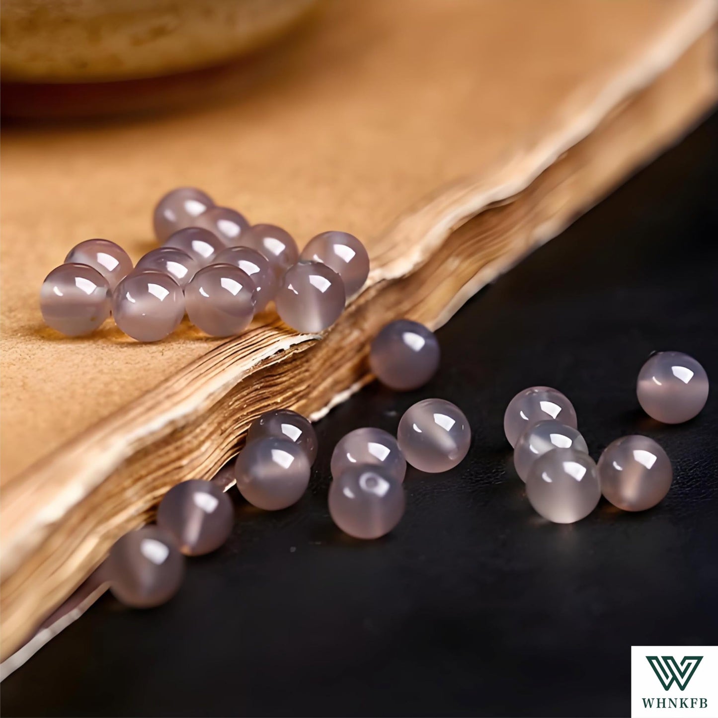 WHNKFB 6mm 100PCS Natural Gray Agate Round Beads, Banded Loose Stone Beads for Jewelry Making Craft - 4mm 6mm 8mm 10mm Options with Free Elastic Cord