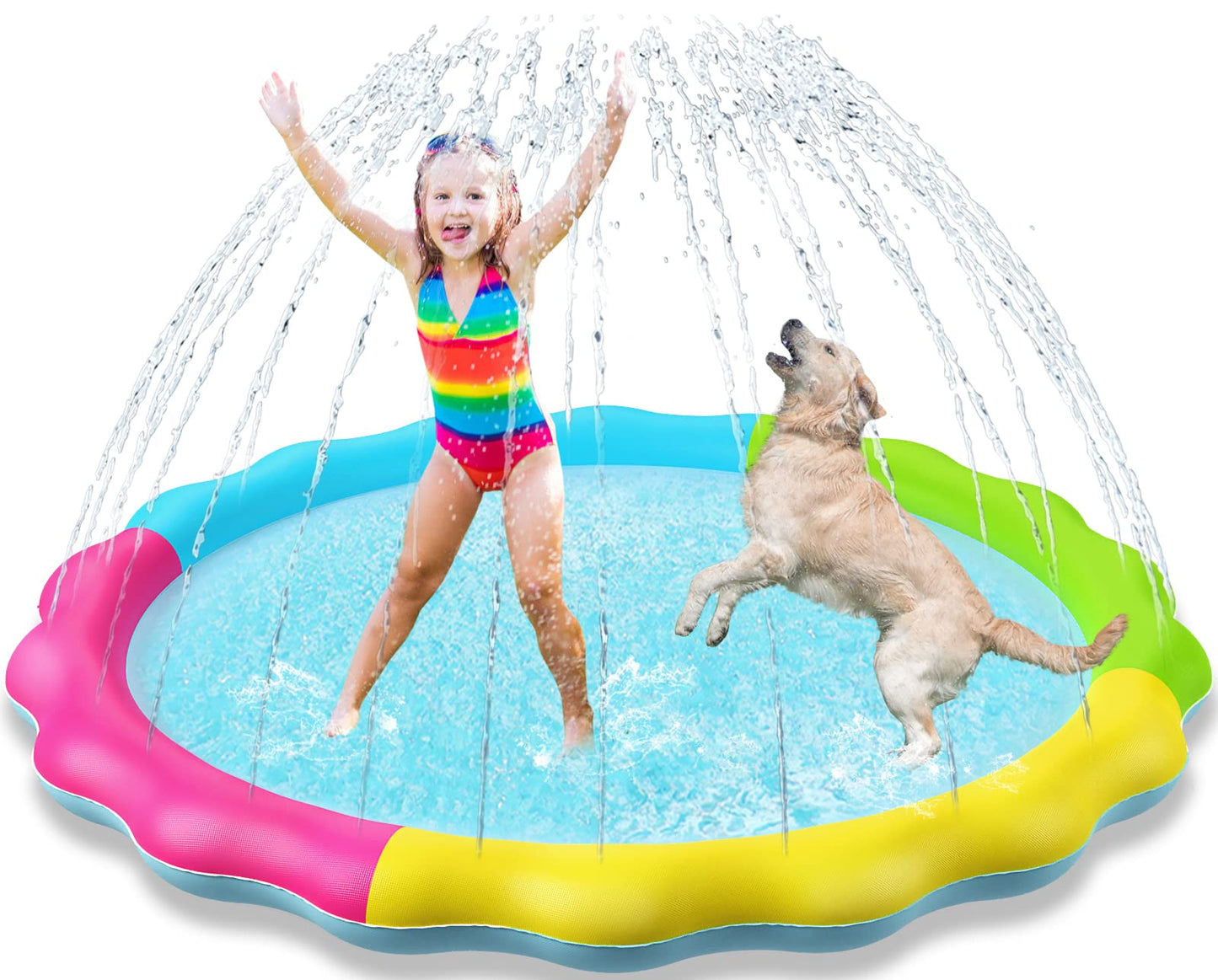 Jasonwell Splash Pad Sprinkler for Kids Splash Play Mat Outdoor Water Toys Inflatable Splash Pad Baby Toddler Pool Boys Girls Children Outside Backyard Dog Sprinkler Pool Age 1 2 3 4 5 6 7 8 9 M
