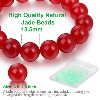 Handmade Natural Jade Beaded Bracelet for Women & Men – Genuine Green/White Jade Gemstone Stretch Bracelet – Lucky Energy Healing Jewelry Gift for Peace, Prosperity & Protection RB
