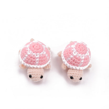 caiyjhao 2PCS Fun Crochet Turtle Mini Crochet Art is Suitable for Rooms, Bedrooms, Office Study Tables, Car Decorations, Birthdays, Graduation, (Pink)
