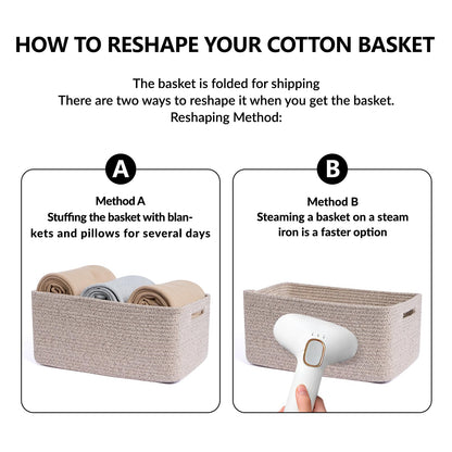 MiniArk Large Storage Baskets for Shelves, Closet Organizers Bins for Clothes Blanket Towels, Baby Nursery, Toy Baskets Box, Woven Rope Baskets, 17 x 13 x 7.5”, 3 Packs Mixed Brown