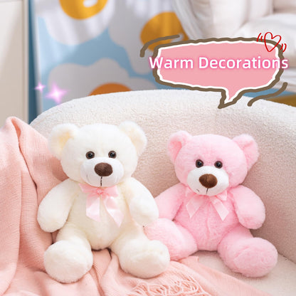 unsnurnoch 14" Pink Teddy Bear Plush Toy, Soft & Cuddly Teddy Bear Stuffed Animal with Cute Bow, for Girls, Girlfriends, Ideal for Valentine’s Day, Birthday, Christmas