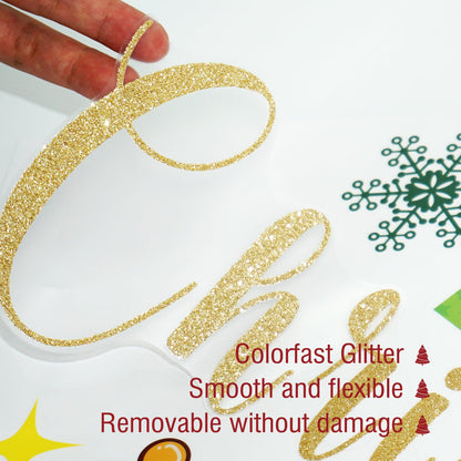 Rotumaty Christmas Wall Decals Stickers Decor Glitter Merry Christmas Tree Happy New Year Quote Decorations Holiday Seasonal Wall Art Decor for Home Office Classroom Party Ornaments