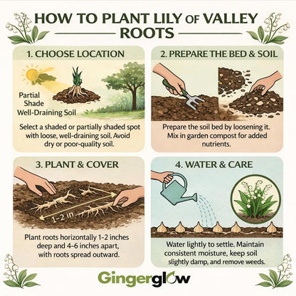 20 Lilly of The Valley Bare Roots for Planting, Easy Care Lilly of The Valley Plant Roots, Bell Shaped and Fragrant Flowers for Outdoors Indoors