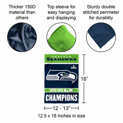 Seattle Seahawks Super Bowl LX Champions Yard Garden Banner Flag