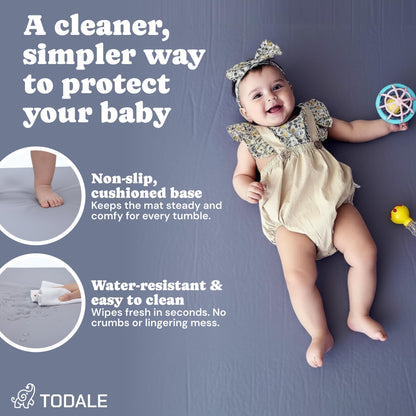 Todale Baby Play Mat, 50 x 50 Inches - Self-Inflating Foldable Foam Play Mat for Babies - Waterproof, Portable Floor Cushion for Playpen, Tummy Time & Christmas Gift Holiday Present Newborn Shower Toddler's Birthday.