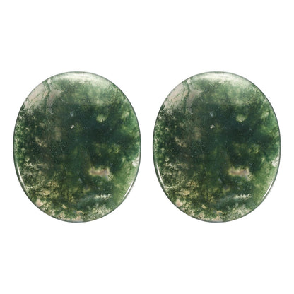 MECCANIXITY 2 Pcs Thumb Worry Stone for Anxiety, Moss Agate Relief Crystals Hand Thumb Stones Pocket Gems Natural Polished for Yoga Meditation Relief