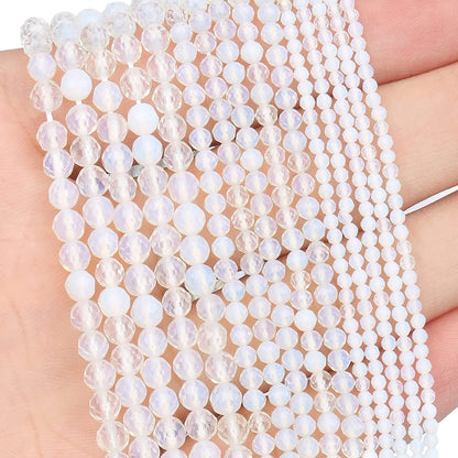 Song Xi 120pcs 3mm Natural Opal Gemstone Beads Faceted Round Loose Stone Beads for Jewelry Making (1 Strand)