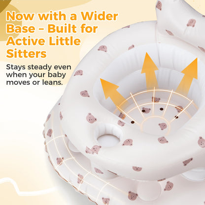 Inflatable Baby Seat for Babies 3–36 Months, Aloxina Sit Me Up Floor Chair with Built-in Air Pump, Extra-Wide Base & Anti-Tip Support, Infant Chair for Sitting & Feeding – Bear