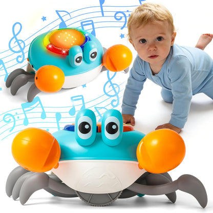 Crab Tummy Time Toys for 1 Year Old Kids, Light-up Dancing Musical Crawling Crab Baby Toy, Early Educational Tummy Time Baby Toys for 6-12 Months Toddlers, Boys and Girls 1st Birthday Gift.(Blue)