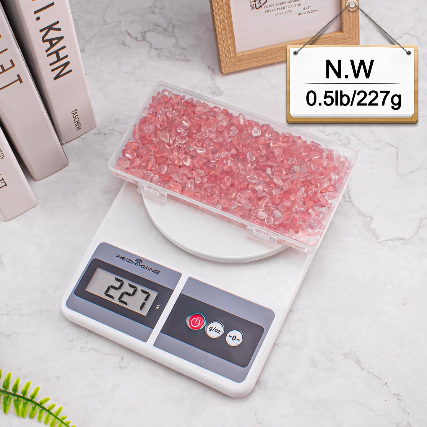 EZEELAI 0.5 Lb/230g Watermelon Red Crushed Stone Crystal Chips Bulk, Tumbled Healing Crystal Chips Natural Gemstones Crushed Stones Decorative Vase Fillers Aquarium Gravel Rocks, 5-7mm