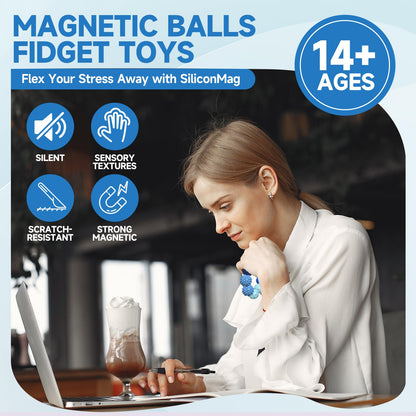 Magnetic Sensory Balls Fidget Toys for Adults&Teens, Stress Relief Silicone Sensory Toys for Autism ADHD Anxiety, Fun Textures Gadgets,Office Desk Toy,Easter Basket Stuffers for Teens Women Men Gift