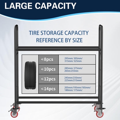 TONGMO Tire Storage Rack with Protective Cover - Adjustable Metal Tire Rack for Indoor/Outdoor Use - 58" H x 55.5" W x 17.5" D (55in)