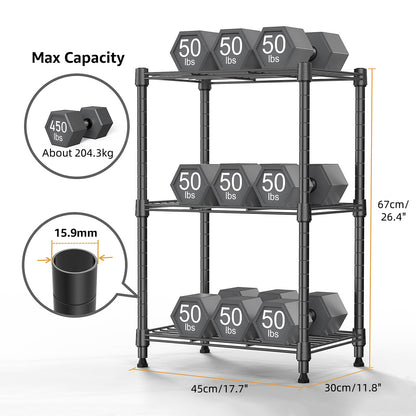 M MZG 450 lbs Steel Storage Shelving 3-Tier Utility Shelving Unit Steel Organizer Wire Rack for Home,Kitchen,Office (11.8" D x 17.7" W x 26.3" H)