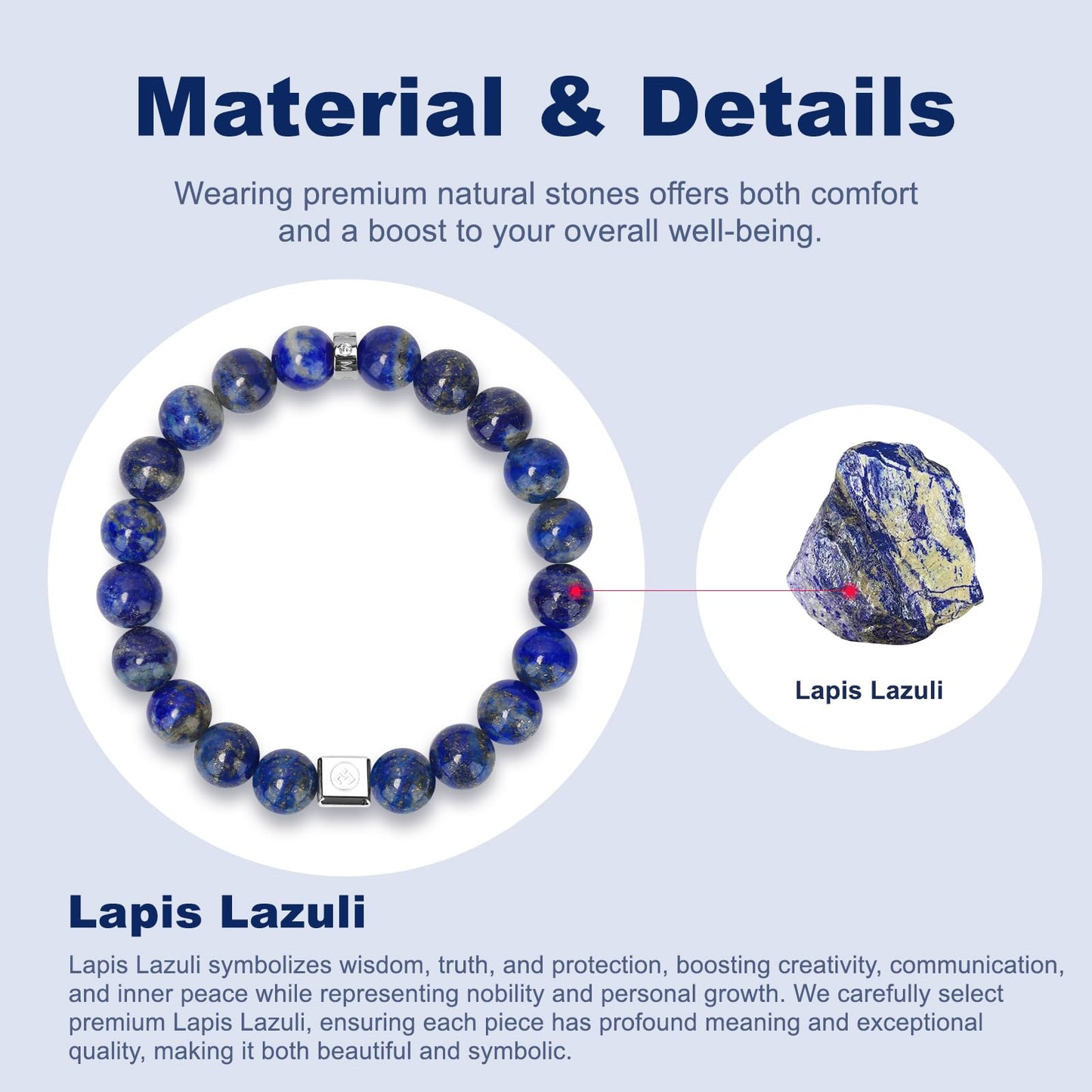 M SHUYUN Mens Beaded Bracelets, 10MM Elastic Adjustable Link Bracelet with Natural Gemstone, Gifts for Men, Anniversary, Christmas and Thanksgiving,Lapis Lazuli/Obsidian/Silver Sheen Obsidian.