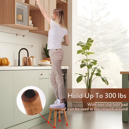 zaowofires Round Solid Wooden Step Stool， Garden Stool，9.3''H,Plant Stool ，Wood Legs Detachable for Plant Stand, Kitchen, Bathroom，Bedroom，Livingroom (Walnut, 9.3inch)