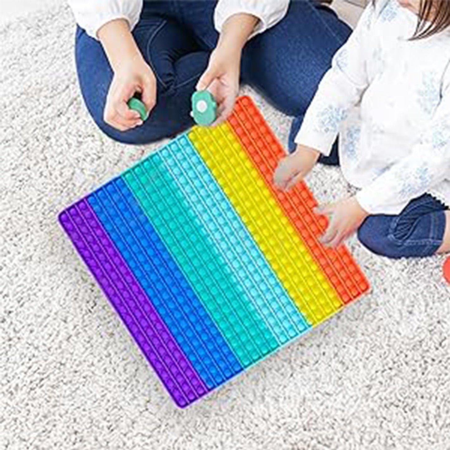 Jumbo Big Large Fidget Toy, 441 Bubbles Push Giant Huge Rainbow Square Fidgets Autism ADHD Sensory Toys Cool Stuff Gift, Stress Relief Anxiety Kids Girl Boy Adult Mega Toys Birthday Gifts