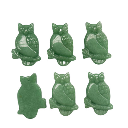 Bacatgem Natural Green Aventurine Owl Figurines Crystals and Healing Stones,Haped DIY Pendant