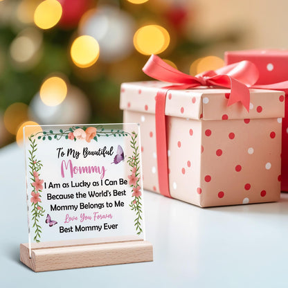 Mom Birthday Desk Decorative Sign from Daughter Son Mother Acrylic Plaque Christmas Desk Sign for Mom Mommy Gift for Mothers Day Mother Acrylic Decor from Daughter Son Mommy Thanksgiving Birthday Gift