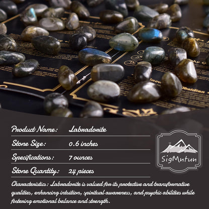 SigMntun Polished Stone Set Labradorite Crystals, Handpicked Tumbled Gemstones Rocks, Pebbles for Reiki, Chakra, Healing, Home Decor 0.6" Inches 7 Ounces