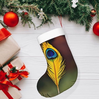 MYHSZTAH Feather Print Novelty Joyful Season Decorative Socks,Festive Ornament,Traditional Christmas Socks