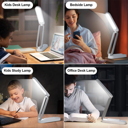 Giryuhd LED Desk Lamp for Office Home & Battery Operated Lamp Rechargeable Lamp Foldable & Portable Light, LED Desk Light Strip, 3 Brightness Dimmable Small Desk Lamp Wireless Reading Lamp (White)