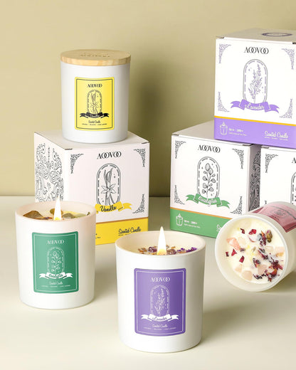 AOOVOO Lavender Scented Candles for Women - Aromatherapy Candle with Crystals Inside, 10oz Soy Candles for Home Scented, Birthday Gifts Mothers Day Candle for Women Mom