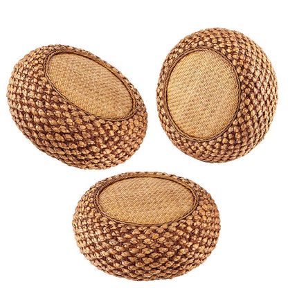 Fnskatzici Japanese Style Rattan Floor Cushion - 6.7" Thick Hand-Woven Straw Tatami Floor Pillow & Meditation Seat - Round Pouf Ottoman with Sponge Filling for Yoga, Zen Room, Balcony (15.7 Inch)