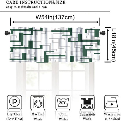 ZhiRain Green and White Valance Curtain Geometric Modern Spa Rod Pocket Valance Window Treatments Short Curtains for Kitchen Bathroom Farmhouse Living Room Bedroom Decor 54x18inch