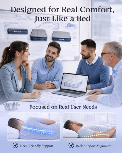 VOSSER Air Mattress Queen with Built-in Pump, 18" Raised Inflatable Blow Up Mattress,Upgraded Heavy Duty Portable Air Bed for Home,Guests,Floor & Camping, Self Inflating Colchon Inflable,Gift for Mom