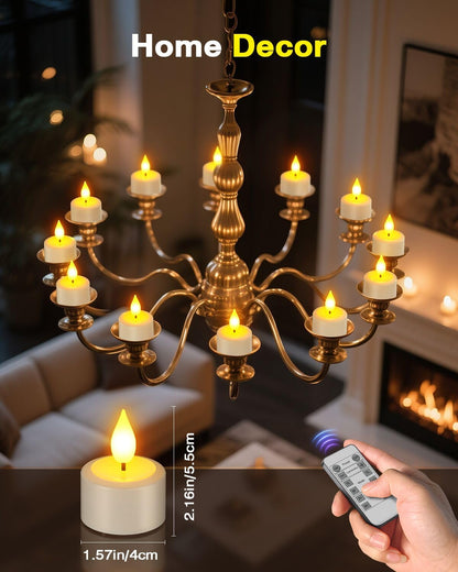 SoulBay Flameless Candles with Remote Control Timer & Charging Base, 12pcs USB Rechargeable Battery LED Tea Lights Candles Small Votive for Lantern Pool Mantle Weddings Emergency Christmas Decorative