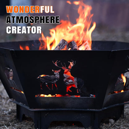 Fire Pit for Camping- 23Inch Small Collapsible Firepit for Patio Outside Wood Burning Outdoor Indoor BBQ Picnic Foldable Fire Pits Bonfire of Backyard Patio with Portable Tote Bag